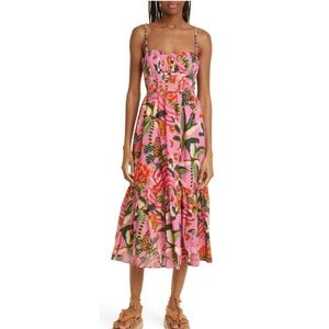 FARM Rio Pink Floral Midi Dress